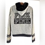 Victoria's Secret  M Spellout Pink Pink Lux Hoodie Jacket Black Sequin Stripes Photo 1
