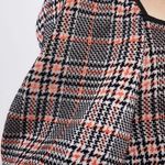 ZARA NWT  Bodycon Houndstooth Plaid Knit Dress Boat Halter Neck Black/Orange Sz L Photo 5