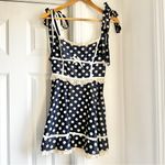 For Love & Lemons  Dolly Denim Navy Polka Dot Dress Photo 7