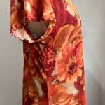 Byer California AGB Y2K Floral Orange Mesh Scoop Neck High Low Dress Size 12 Photo 5