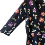 Oscar de la Renta  Black Silk Blend Embroidered Blouse Sweater Floral Size Medium Photo 2