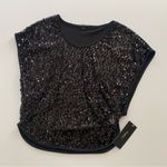 Rhapsody Sheer Black Sequin Short Cap Sleeve Blouse Shirt Large Photo 6