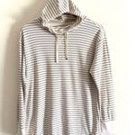 L.L.Bean  Women's M Birchwood Brushed Waffle Funnelneck Cream Striped Pullover‎ Photo 0