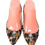 Alain Tondowski Paris Animal Print Skull Flats Slip On Women's Size EU 37 US 6.5 Brown Photo 0