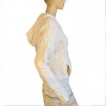 Green Tea "IVORY" CREAM CABLE KNIT FAUX FUR LINED HOODED CARDIGAN JACKET NWT (L) Photo 5