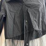 ZARA  Black Button Down Tulle Shirt Photo 3