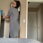 LuLaRoe  Julia Striped Black and Gray‎ Bodycon Dress Photo 3