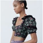 ZARA  Black Floral Crop Top Size XS Photo 1