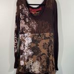 Desigual  Women Brown Mixed Prints Long Sleeve T-shirt Dress Photo 0