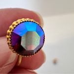 Vintage Aurora Borealis Crystal Gold Tone Clip On Earrings Womens Estate Jewelry Photo 5