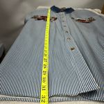 Just My Size Blue White Stripe top Embroidery 22w/24w 100%cotton county pumpkin denim collar Photo 10