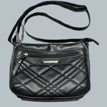 Rosetti Shoulder Bag Black Pockets Zippers Adjustable Strap Women's Purse Faux Leather Photo 0