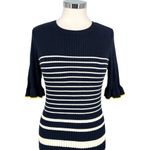 Free Assembly Striped Ribbed Knit Dress Short Sleeve Blue White Size Medium NWT Photo 1