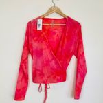 Outdoor Voices Tissue Wrap top in bright pink tie dye. New with tags. Size Large Photo 3