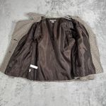 Ann Taylor Blazer Women 10 Brown Beige Geometric Crop Jacket Workwear Preppy Photo 3