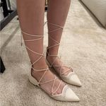 ALDO  Cream Lace-Up Ballet Flats Photo 1