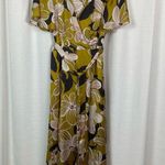 Hutch Anthropologie Mustard Yellow Floral Wrap Midi Dress Sz.XS Photo 0
