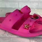 Crocs Classic Sandals Womens 7 Men 5 Pink Charms Two Double Strap Bright Comfort Photo 14