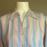 Lands' End Lands’ End Rainbow Striped Button-down Blouse 14 Photo 1
