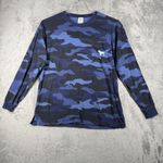 PINK - Victoria's Secret  Long Sleeve Camo Pocket Tee Dog Logo Blue Grunge Medium‎ Photo 1