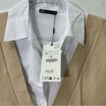 ZARA  CONTRASTING SHIRT DRESS - CAMEL/WHITE SZ M NWT Photo 4