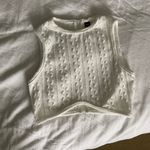 SheIn White Sweater Crop Top Photo 3