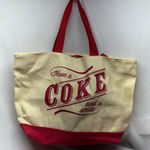 Coca-Cola  Canvas Tote Bag Red Cream with "Have a Coke and a Smile"Coin Pouch Photo 0