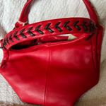 GIULIA Massari top handle bag pebbled red leather removable shoulder strap Photo 6