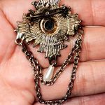 Gold Tone With Blue & Faux Pearl Victorian Design 2" Vtg Photo 1