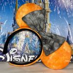 Disney parks Orange & black bleach wash tie dye Halloween Minnie Mouse ears Photo 0
