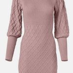 Venus Pink Dusty Rose Knit Puff Sleeve Bodycon Sweater Dress sz XLARGE NWOT Photo 0