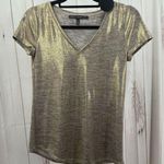 White House | Black Market  Women’s XXS Gold Metallic Short Sleeve Top Photo 0