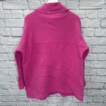 Free People  Ottoman Slouch Tunic Size M Bright Pink Long Sleeve Oversized Ribbed Photo 5