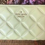 Kate Spade Quilted Leather Wallet • Pastel Green Zip & Snap Bifold • NWT Photo 0