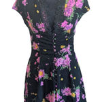 Free People Floral Dark Boho Mini Dress, Size 8 Photo 0