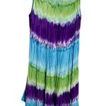 Shoreline Vintage Tie Dye Embroidered Floral Free Size Midi Dress Festival Boho Photo 1