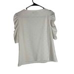 CeCe  Women's Size Small White‎ Ruffle Sleeve Eyelet Knit Top Photo 4