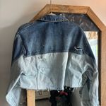 ZARA  Two Tone Cropped Denim Jacket Photo 5