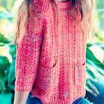 Anthropologie Moth Orange/Pink Marled Knit Sweater Small EUC Photo 1