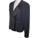 Catherine Malandrino  Marled Gray Knit Zip Up Moto Jacket, Size XXL Photo 4