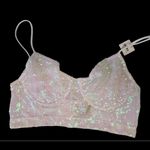 Anthropologie  White Sequin Mesh Crop Top Bling Size Large Concert Festival Party Photo 7