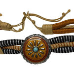 Handcrafted Leathercraft Accessory Belt Turquoise Accent Brown Photo 0