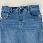 OAT New York Stretch Medium Wash Denim Midi Skirt Size 4 Blue Photo 1