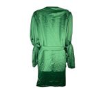 Marks & Curves Emerald Green Satin Wrap Midi Dress Puff Sleeve Tie Waist Large Photo 4