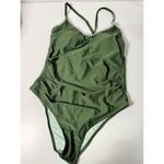 Cupshe  Women's One Piece Swimsuit Bathing Suit Scoop Neck Back Tie Shell Stitch Photo 3