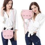 Gladdon Cat Crossbody Pink Cat Face Bag Purse Cat Lovers Cat Ladies Novelty Fun Photo 1