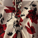 Jones New York White Floral Blouse with Long Sleeves and Notched Collar Silk Photo 4