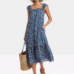 Knox Rose Blue Floral Boho Flutter Sleeve Dress Size Small Photo 3