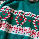 Vintage Sporting Club Candy Cane Hearts Novelty Christmas Sweater Womens Medium Green Photo 4