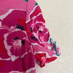 Lilly Pulitzer  Pink Floral Ruched Puff Sleeve Slim Fit‎ T-Shirt Size Small Photo 4